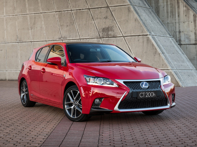 Обои картинки фото автомобили, lexus, ct, 200h, f-sport, au-spec, 2014, красный