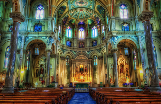 Обои картинки фото st marys front, интерьер, убранство,  роспись храма, собор, колонны, свод