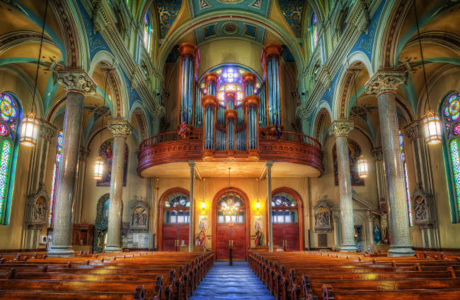 Обои картинки фото st marys rear, интерьер, убранство,  роспись храма, собор, колонны, свод