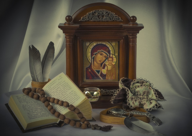 Обои картинки фото разное, религия, икона, четки, писание