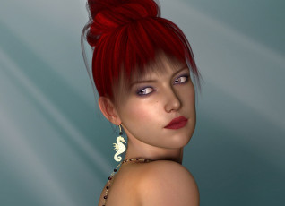 Картинка 3д+графика портрет+ portraits девушка фон взгляд