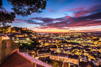 Картинка города лиссабон+ португалия огни дома вечер лиссабон город