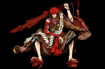 Картинка аниме kajiri+kamui+kagura шарф цепь мех шнурок украшения меч оружие g yuusuke мужчина sakagami habaki трубка чубук кимоно