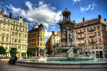 Картинка lyon+-+place+des+jacobins города лион+ франция площадь фонтан