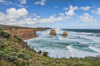 Картинка природа побережье скалы волны океан