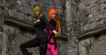 Картинка 3д+графика аниме+ anime девушки оружие фон взгляд