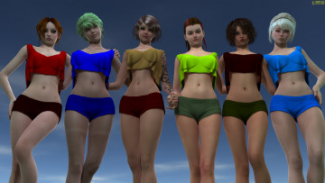 Картинка 3д+графика люди+ people девушки взгляд фон