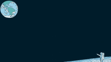 Картинка минимализм рисованное космос земля луна космонавт