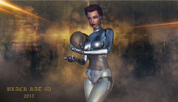 Картинка 3д+графика _science+fiction киборг взгляд фон девушка