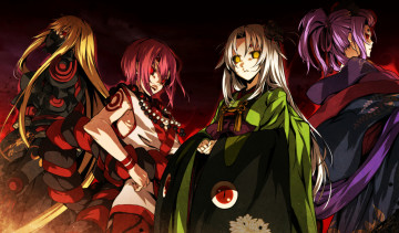 Картинка аниме kajiri+kamui+kagura бусы доспехи кимоно девушки g yuusuke tenma tokoyo numahime morei momiji шнурок цветок роза татуировка украшение