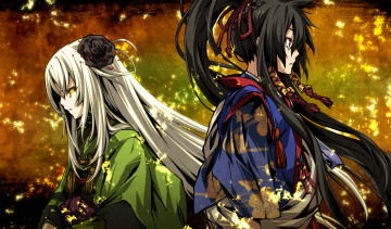 Картинка аниме kajiri+kamui+kagura koga rindou цветок мерцание шнурок украшение роза кимоно девушки tenma tokoyog yuusuke