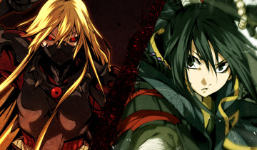 Картинка аниме kajiri+kamui+kagura украшения кимоно доспехи девушка мужчина mibu soujirou g yuusuke стойка