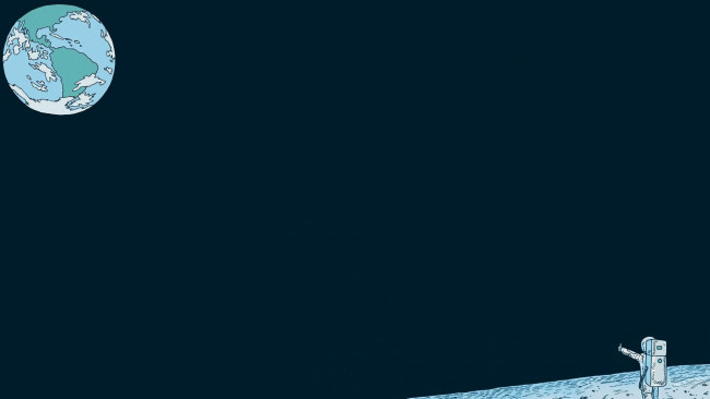 Обои картинки фото минимализм, рисованное, космос, земля, луна, космонавт