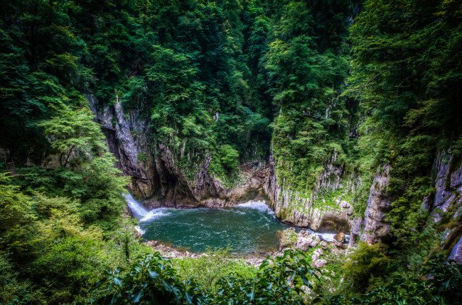 Обои картинки фото природа, водопады, водопад, река, лес