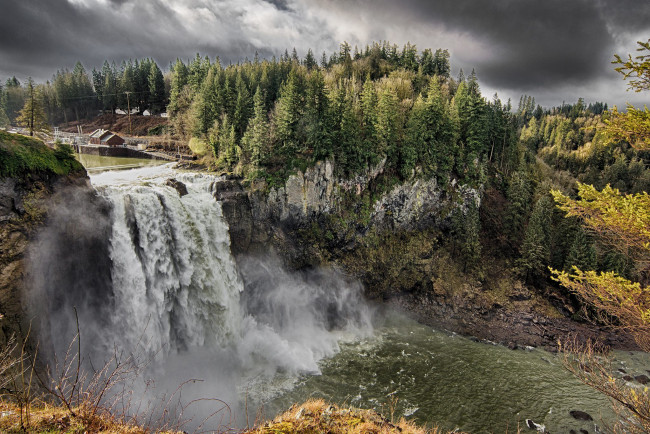 Обои картинки фото природа, водопады, водопад, река, лес