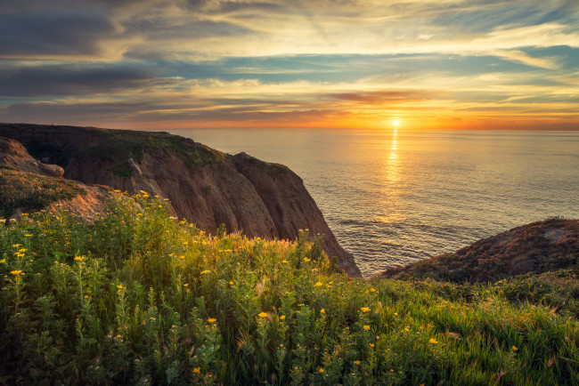 Обои картинки фото природа, восходы, закаты, горизонт, океан, солнце