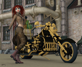 обоя 3д графика, люди-авто, мото , people- car ,  moto, фон, взгляд, девушка