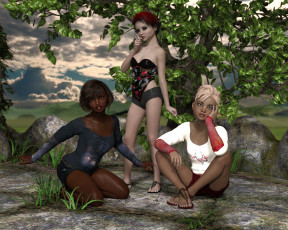 Картинка 3д+графика люди+ people фон взгляд девушки