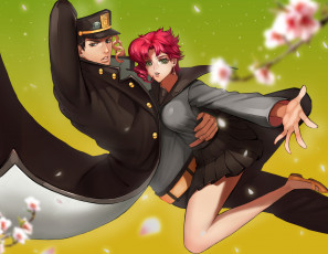 Картинка jojo`s+bizarre+adventure аниме арт парень девушка пара