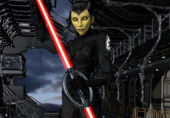 Картинка 3д+графика существа+ creatures оружие фон взгляд девушка