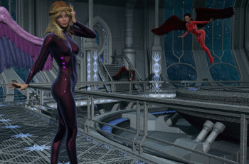 Картинка 3д+графика ангел+ angel взгляд девушка ангел фон