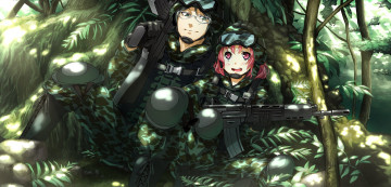 Картинка soushuu+senshinkan+gakuen+hachimyoujin аниме фон девушки взгляд оружие