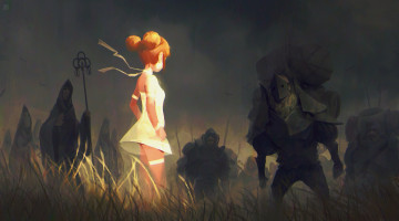 Картинка аниме unknown +другое арт поле воины девочка