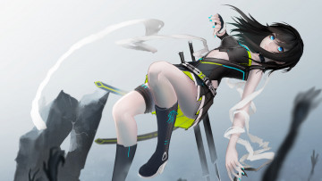 Картинка аниме оружие +техника +технологии взгляд фон девушка