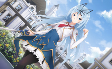 Картинка unbeaten+bahamut+chronicle аниме оружие +техника +технологии фон взгляд девушка