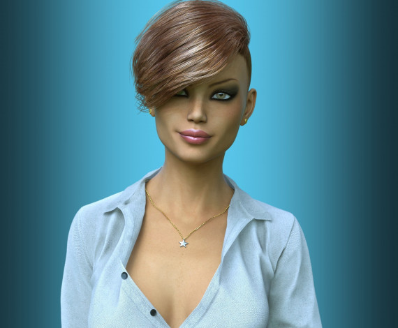 Обои картинки фото 3д графика, люди , people, взгляд, девушка, фон