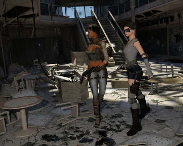 Обои картинки фото 3д графика, фантазия , fantasy, взгляд, девушки, фон