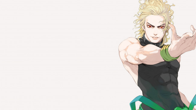 Обои картинки фото аниме, jojo`s bizarre adventure, арт, парень, взгляд, блондин