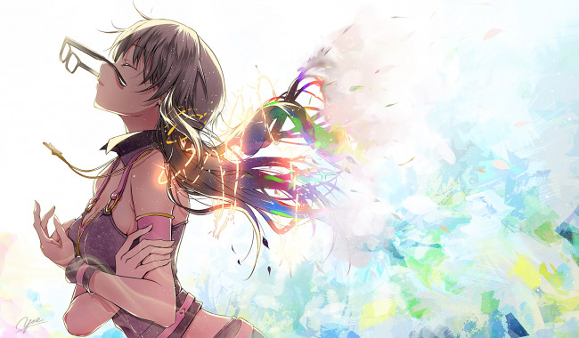 Обои картинки фото аниме, idolm@ster, девушка, фон, взгляд