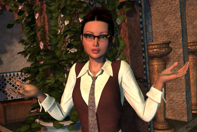 Обои картинки фото 3д графика, люди , people, взгляд, девушка, фон