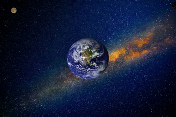 Картинка космос земля планеты луна фотошоп туманность звёзды вселенная