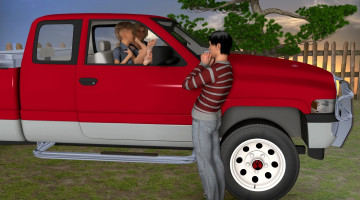 Картинка 3д+графика люди-авто мото+ people-+car+ +moto девушка взгляд фон