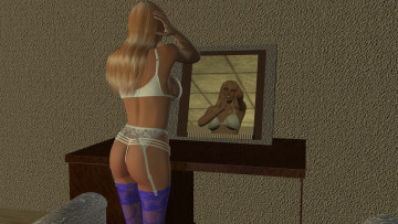 Картинка 3д+графика люди+ people девушка взгляд фон