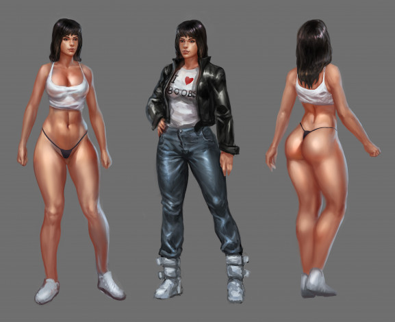 Обои картинки фото рисованное, люди, девушка, одежда, взгляд, фон