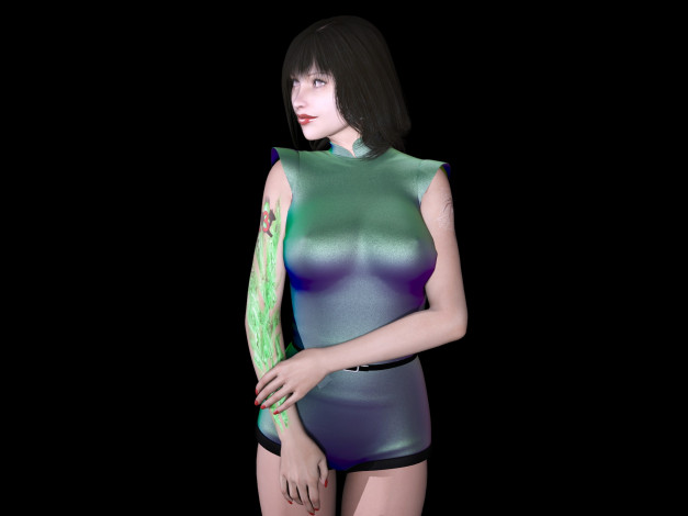 Обои картинки фото 3д графика, люди , people, взгляд, девушка, фон