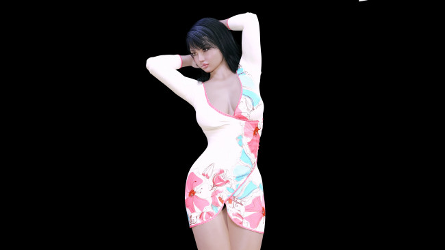 Обои картинки фото 3д графика, люди , people, девушка, взгляд, фон