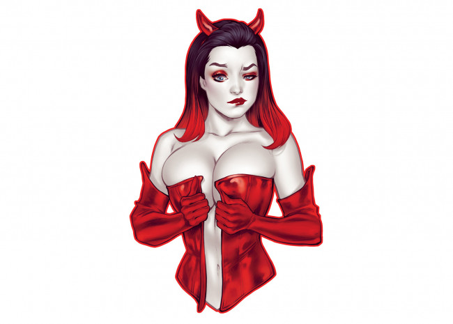 Обои картинки фото рисованное, комиксы, девушка, фон, взгляд, корсет