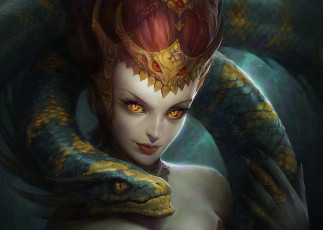 Картинка фэнтези красавицы+и+чудовища змея взгляд девушка арт