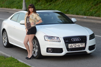 Картинка автомобили -авто+с+девушками девушки авто купе ауди белый audi