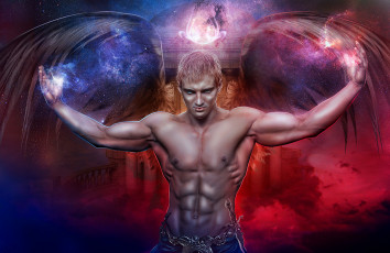 Картинка фэнтези ангелы крылья фон мужчина