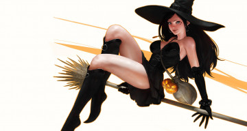 Картинка праздничные хэллоуин фэнтези тыква ведьма