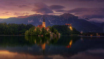 Картинка города блед+ словения остров озеро