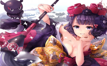 Картинка аниме животные +существа взгляд фон девушка