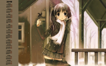 Картинка календари аниме снег взгляд девушка