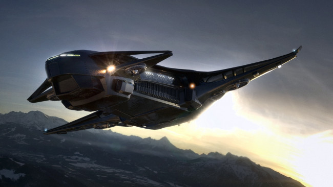 Обои картинки фото фэнтези, космические корабли,  звездолеты,  станции, полет, космический, корабль, поверхность, планета