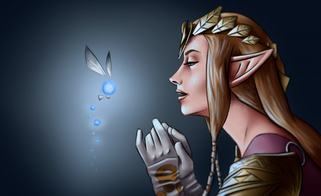 Обои картинки фото фэнтези, эльфы, девушка, фон, перчатки